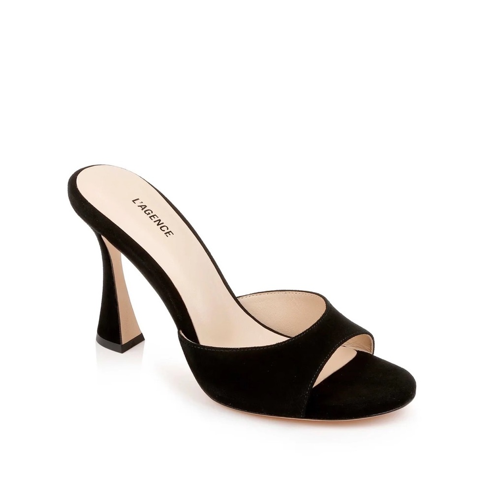 L'AGENCE Black Avery Suede Open Toe Mule